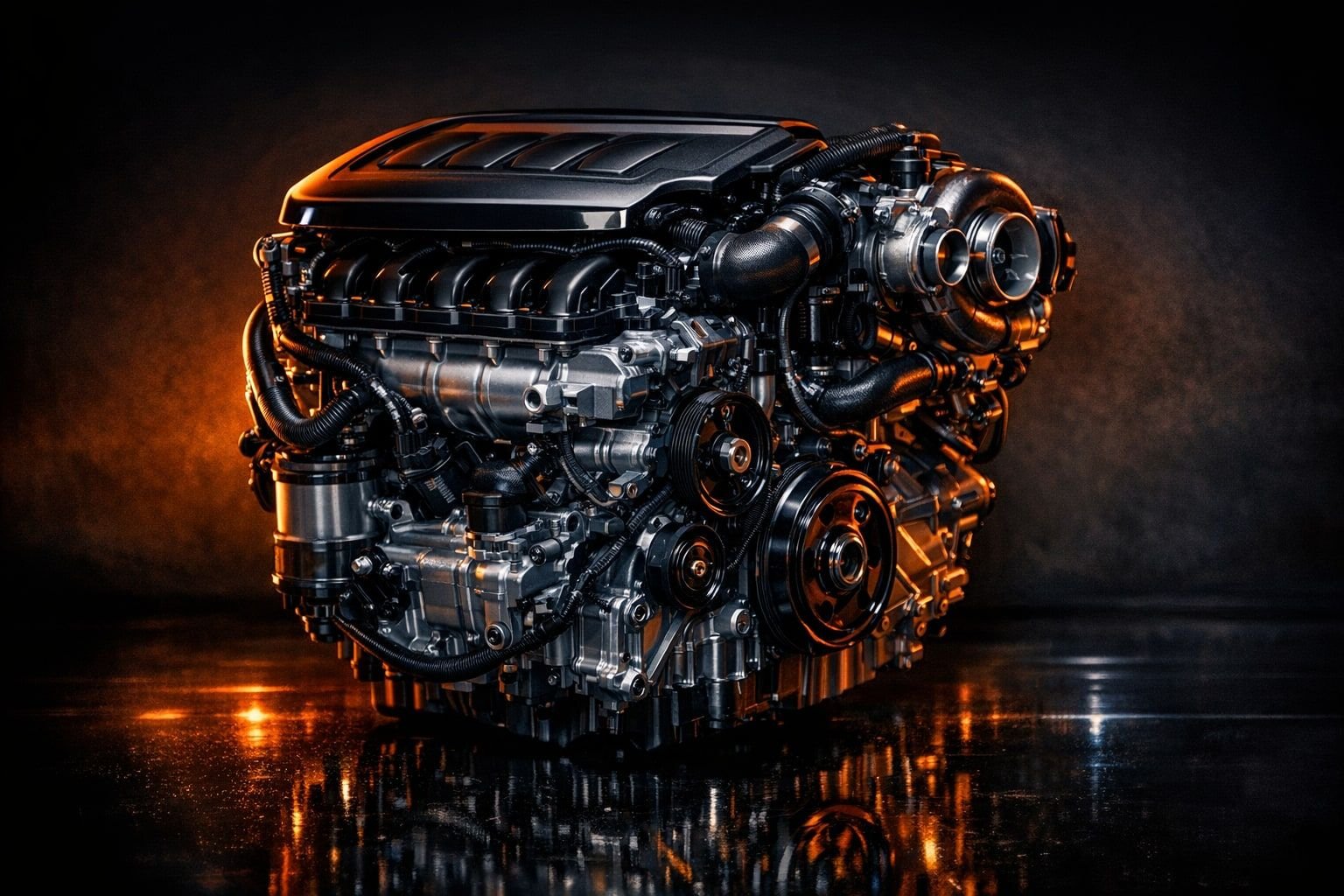 Symbolbild eines Audi 2.0 TFSI Vierzylinder-Benzinmotors mit Abdeckung